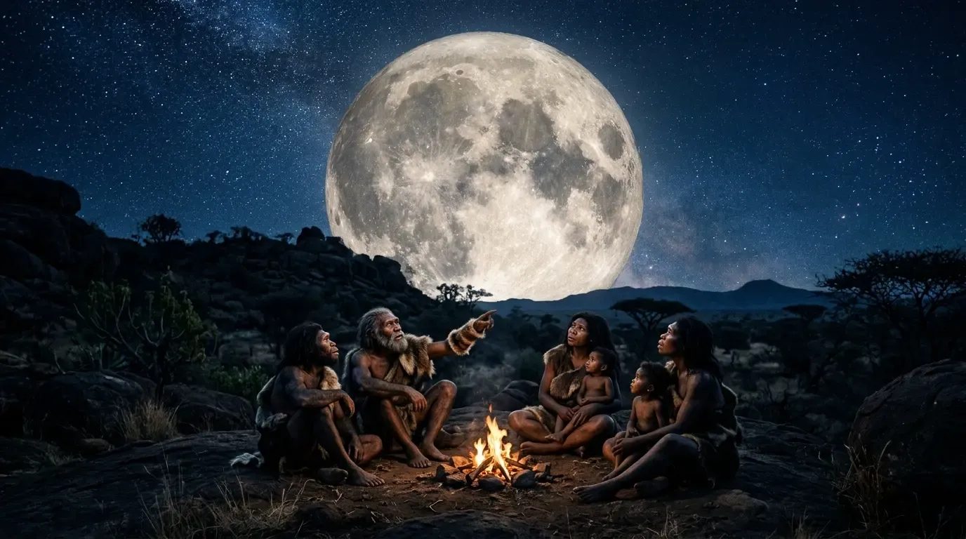 Gigantic moon in the past.