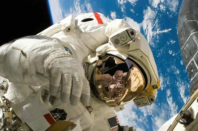 An astronaut in the space.
