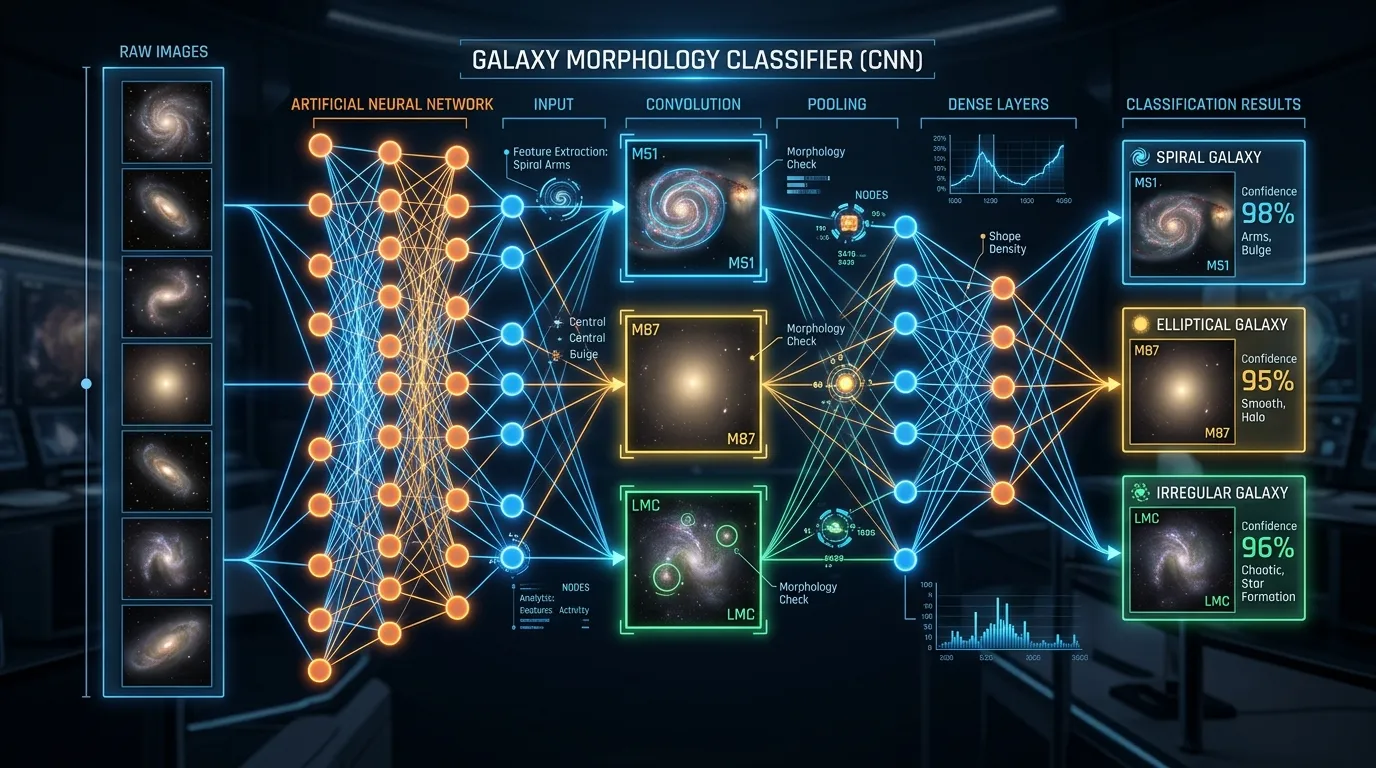 Convolutional Neural Network classifying spiral and elliptical galaxies