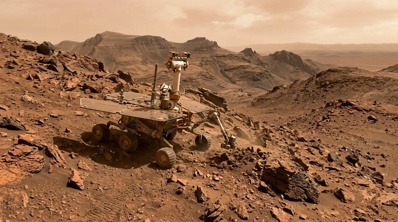 Spirit Mars rover exploring the Columbia Hills