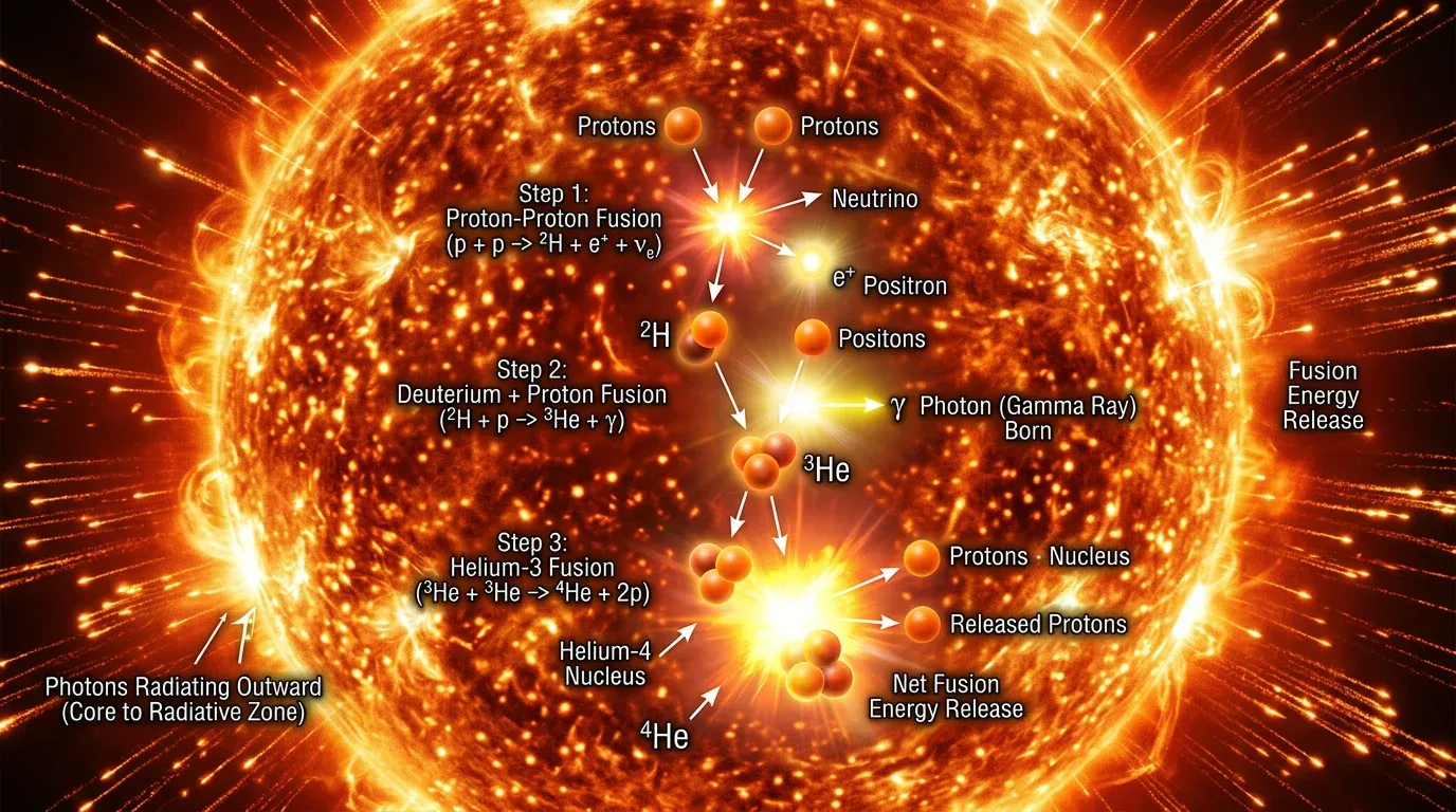 Nuclear fusion in the Sun's core
