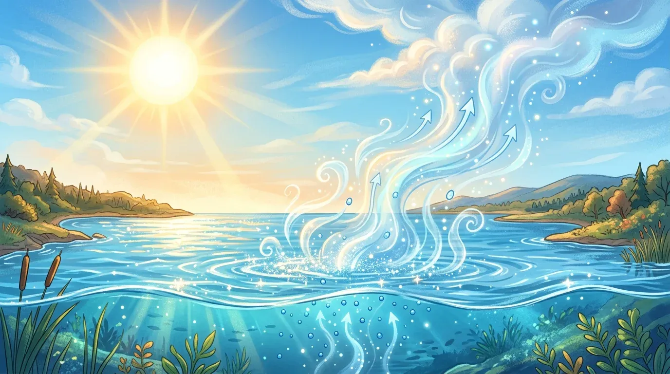Evaporation from the ocean under a bright sun